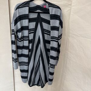 VINCE CAMUTO Womens Gray & Black Striped Long Sleeve Open Front Cardigan Small S